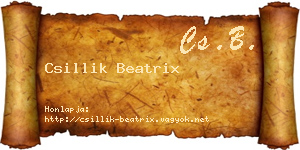 Csillik Beatrix névjegykártya